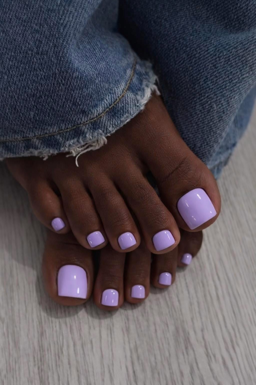 Soft lilac pedicure